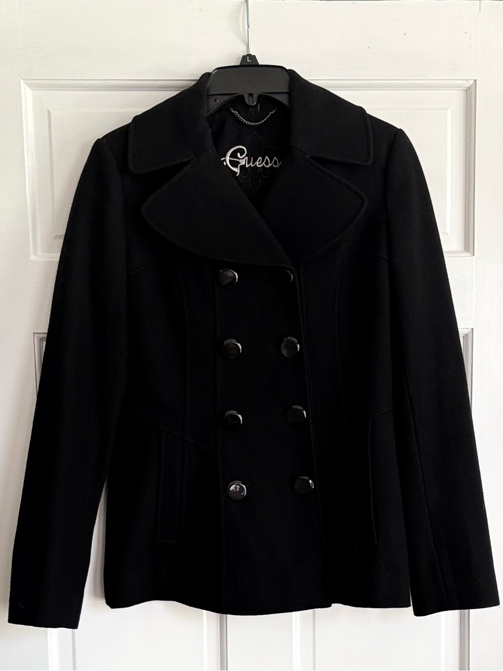 Guess Wool Blend Double Breasted Pea Coat